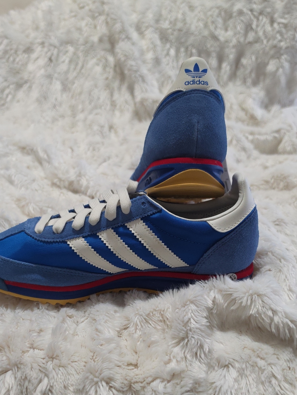 adidas Blue and White Vintage-Style Runner Sneakers
